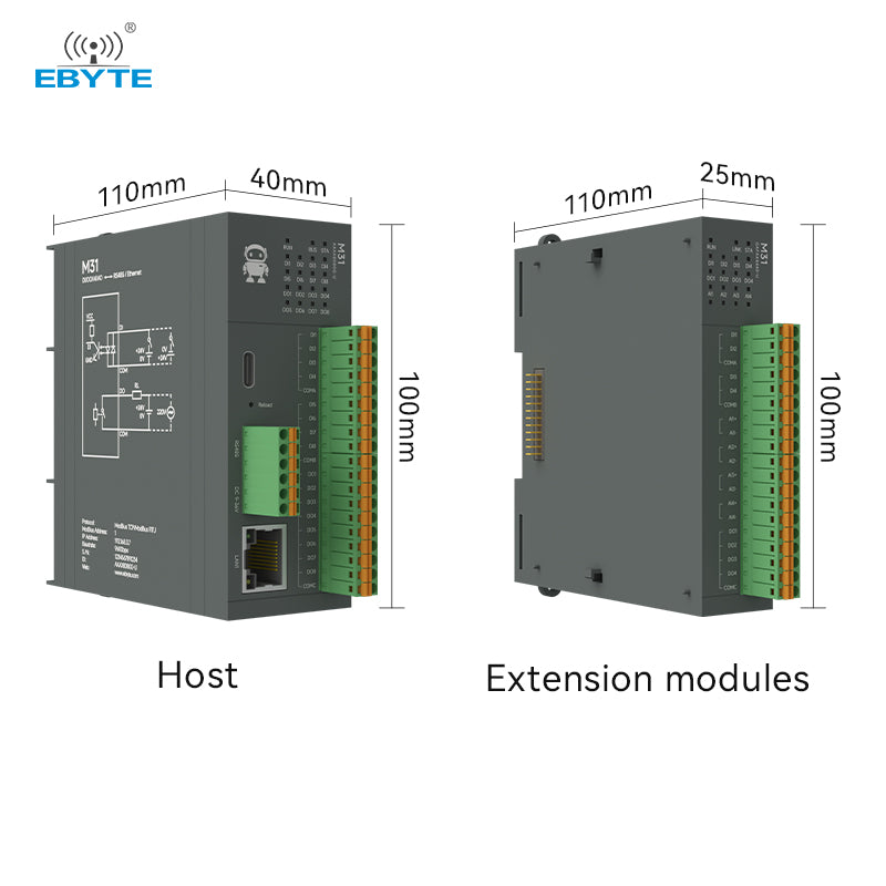 Modbus TCP/RTU RJ45 RS485 Distributed IO Host Extension Modules – Ebyte ...