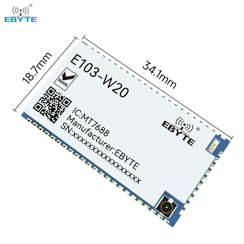 EBYTE E103-W20(7688) MT7628AN IEEE802.11b/g/n 24dBm Serial port to wifi low power consumption wifi modules