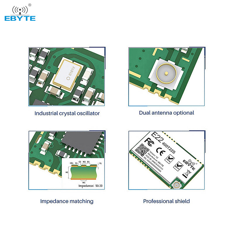 Ebyte E22-400T22S-V2 Semtech SX1268 UART 5Km Range 433Mhz 22dBm SMD 16*26mm CE RoHs FCC TCXO External and UFL Antenna LoRa Wireless