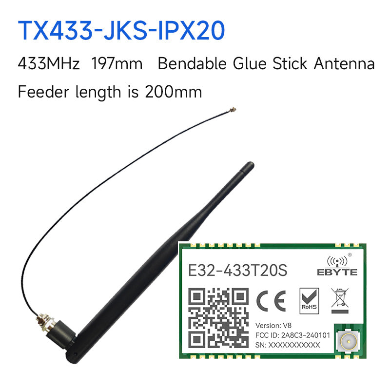 SX1278 Lora Wireless-Modul 5,5 km lange Übertragungsreichweite E32-433T20S-V8.X IPEX/Stempellochantenne LoRa Spread Spectrum-Modul