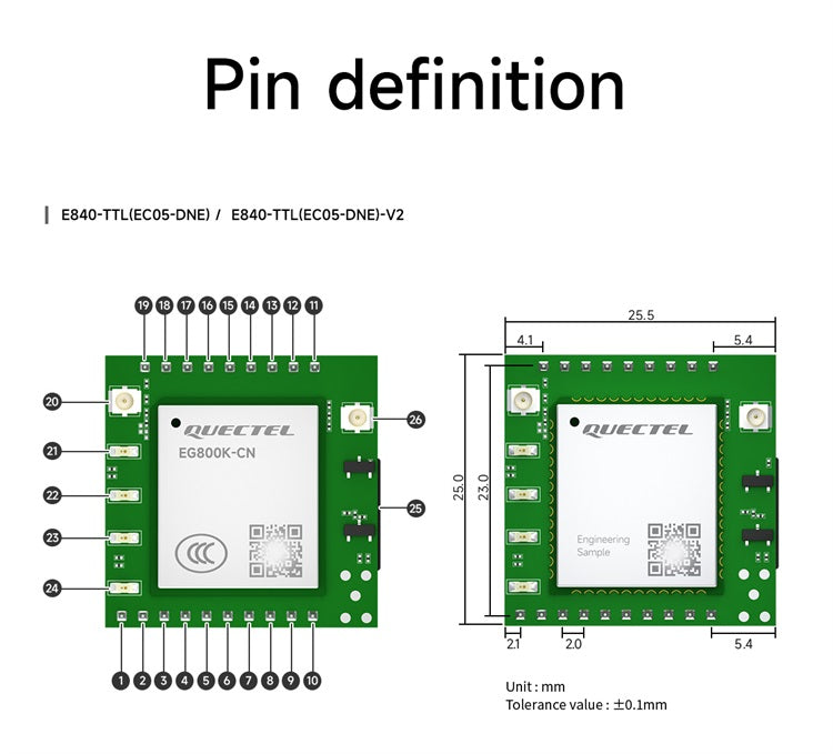 EBYTE E840-TTL(EC05-DNE) 4G CAT1 module TTL pin module small size high ...