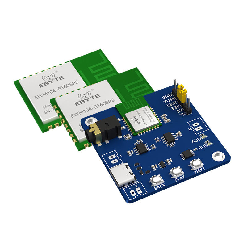 Ebyte EWM104 Series BLE Audiodata Transmission Module 2.4GHz UART Ble5.2 BR/EDR Stereo Dual-mode BLE Slave Module Test Suite