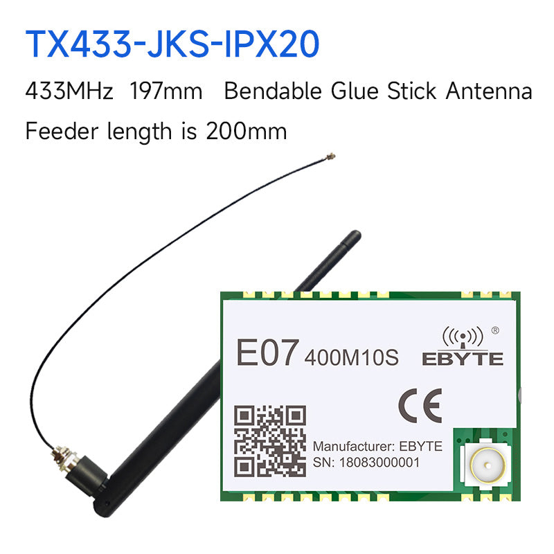 EBYTE E07-400M10S TI CC1101 Drahtloses HF-Modul 433 MHz IPEX/Stempellochantenne Lange Reichweite 1,5 km SMD-Paket SPI-Funkmodul