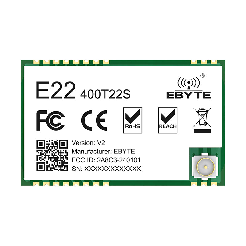 Ebyte E22-400T22S-V2 Semtech SX1268 UART 5Km Range 433Mhz 22dBm SMD 16*26mm CE RoHs FCC TCXO External and UFL Antenna LoRa Wireless