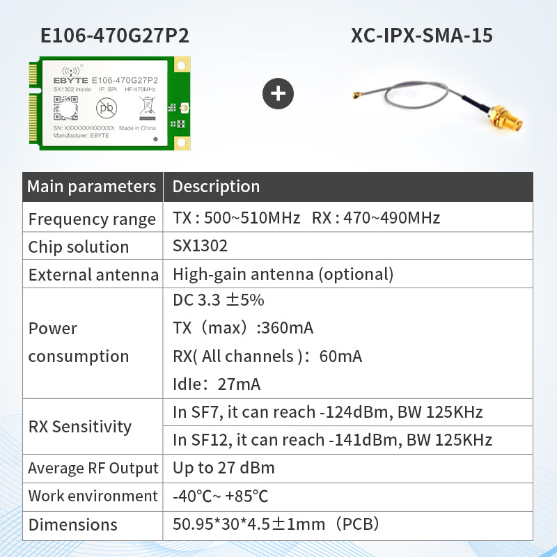 Ebyte E106 Series LoRaWAN Gateway Module SX1302 433/470/868/915MHz 27dBm RF Modules Half-duplex Built-in PA LNA Higher-speed