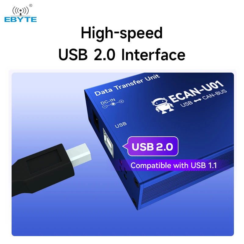 EBYTE OEM/ODM ECAN-U01 Free sample high performance 8-28v DC 2-way CAN interface usb to can bus converter