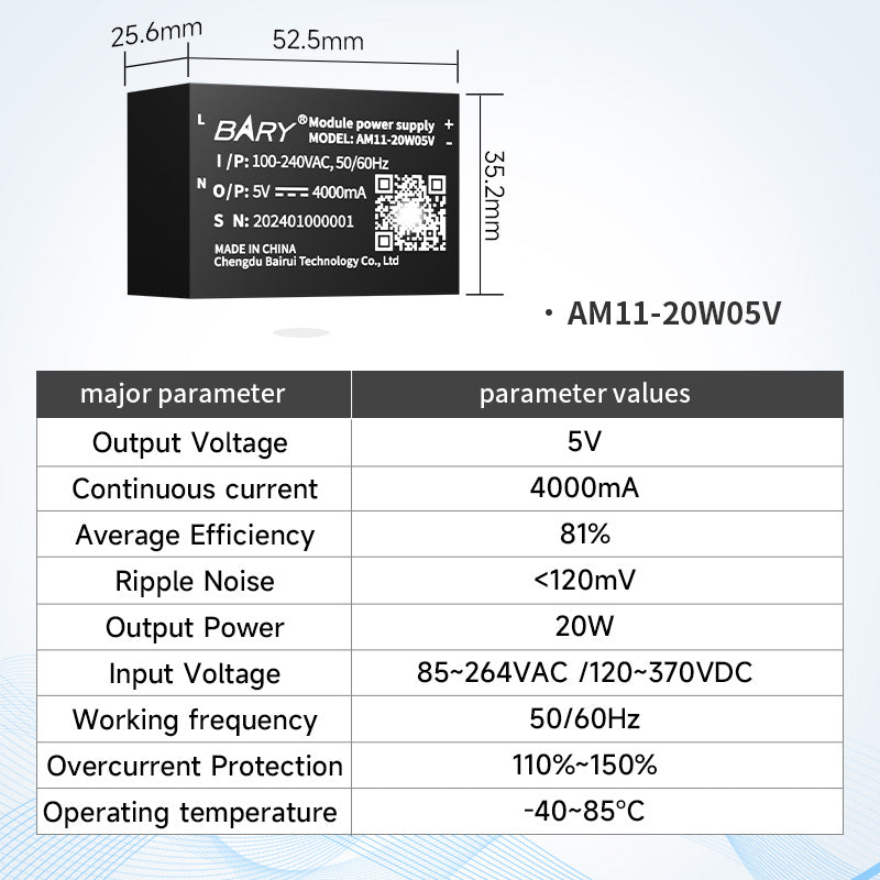 Ebyte AM11-V Series Industrial Grade AC-DC Isolated Step-down Power Module Overcurrent and Short Circuit protection 20W 24W