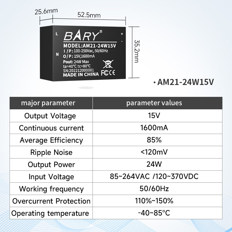 Ebyte AM21-V Series Industrial Grade AC-DC Isolated Step-down Power Module Supply Lightning protection Circuit 5W 20W 24W