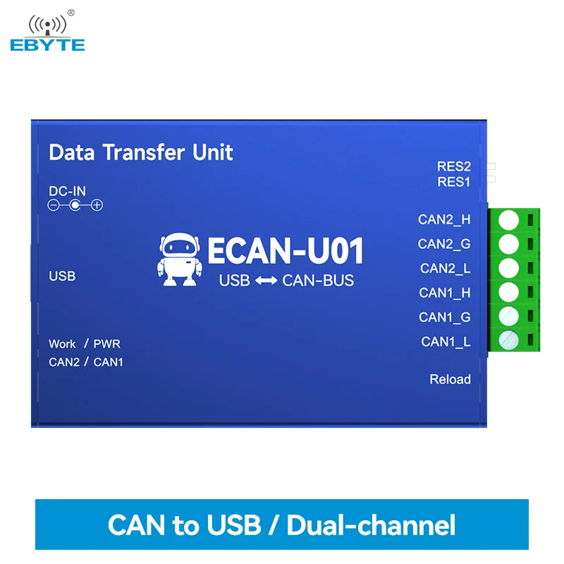 EBYTE OEM/ODM ECAN-U01 Free sample high performance 8-28v DC 2-way CAN interface usb to can bus converter