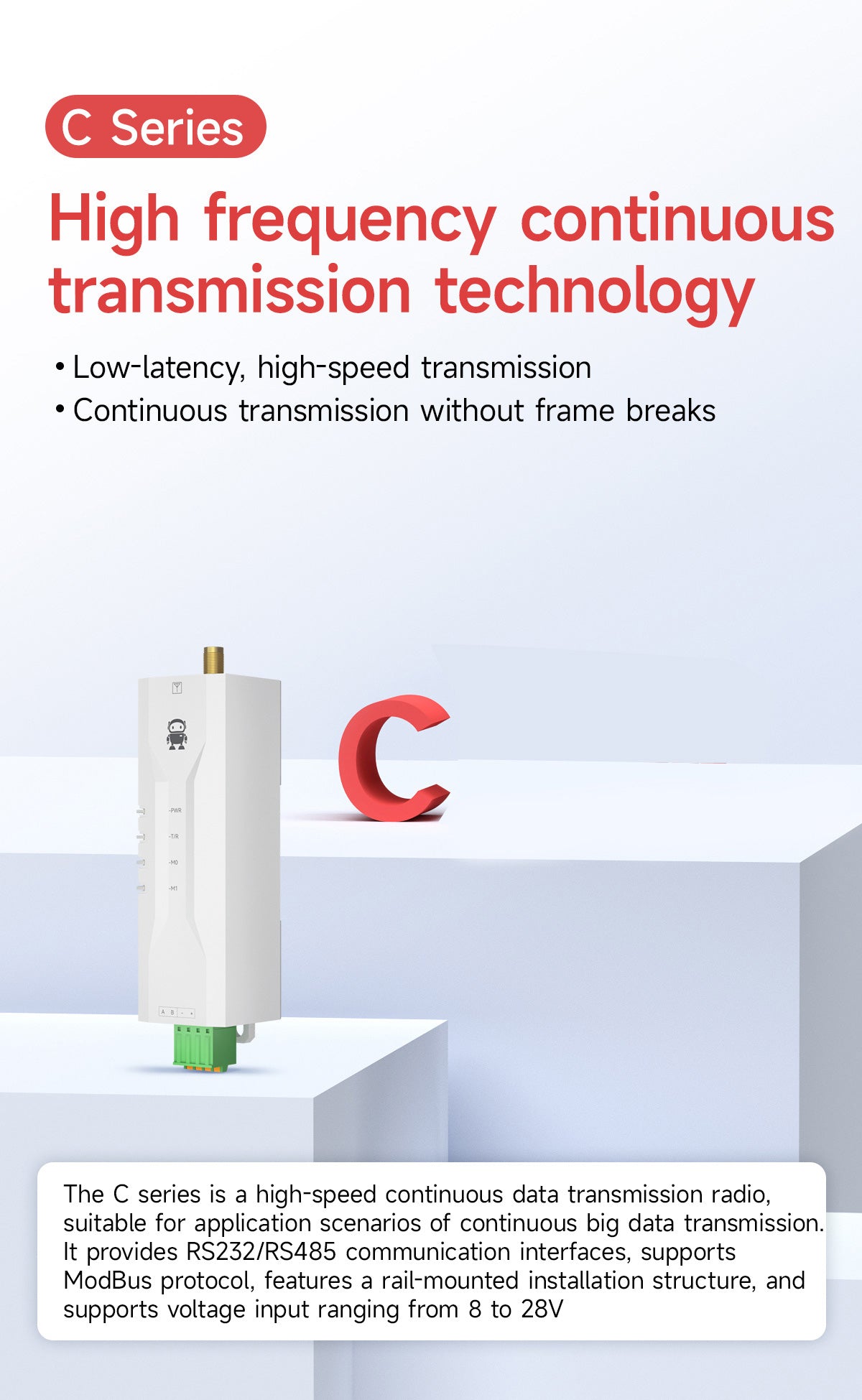 Ebyte EWD95M C series R485/RS232 6km High-speed Continuous Data Transmission Radio Micro DlN-rail DTU Wireless Data Radio LORA 433MHz