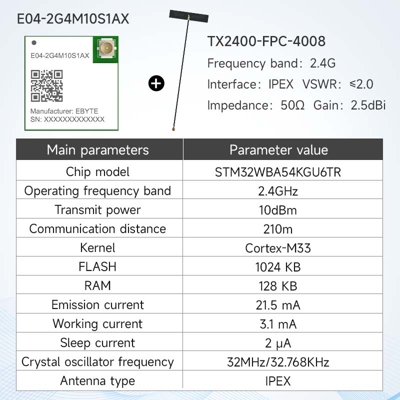 Ebyte E04 Series SOC Wireless Communication Module Hardware Module STM32WL33 RF Chip 10/20dBm 433/868/915MHz 2.4 GHz Test Suite