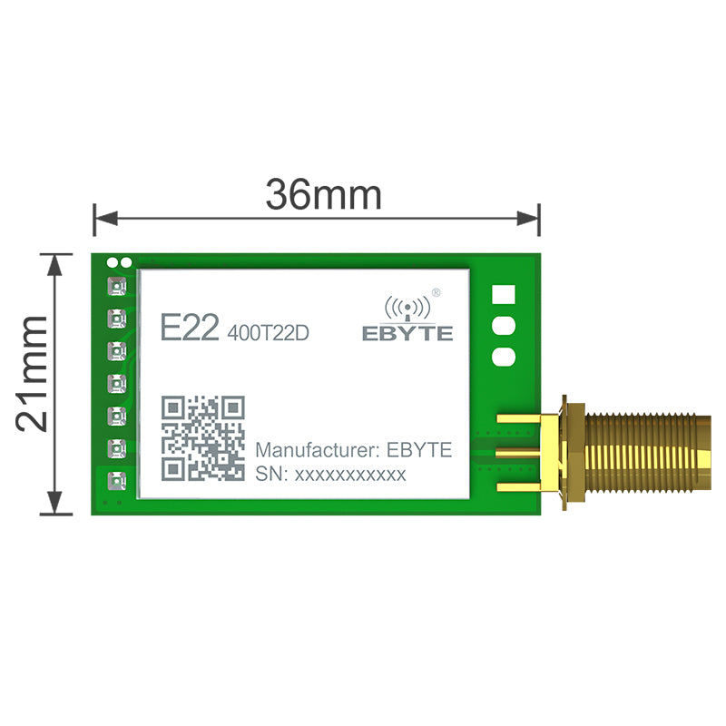 Модуль беспроводного последовательного порта EBYTE E22-400T22D-V2. Выход уровня UART TTL, совместимый с напряжением порта ввода-вывода 3,3 В и 5 В.