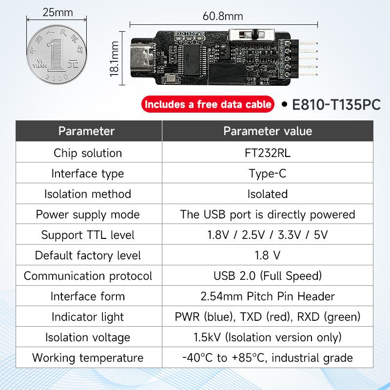Ebyte E810-T1 Series USB to TTL Module Multifunctional USB to TTL serial converter module Multi-chip CH343G FT232RL FT232HL Multi-level