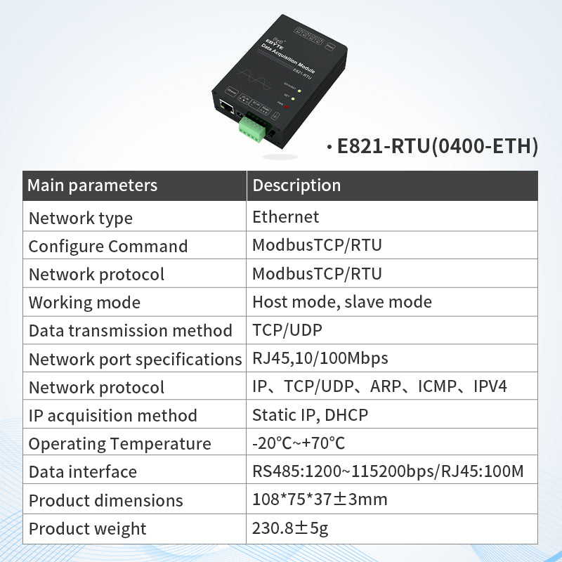 RS485 Ethernet Converter 4-channel DAQ Modbus TCP RTU – Ebyte Official ...