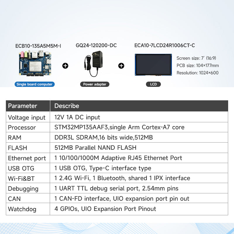 Ebyte ECB10-135A5M5M-I MPU 650MHz 512MB parallel NAND FLASH Single-core Cortex-A7 Industrial-grade devices single-board computer