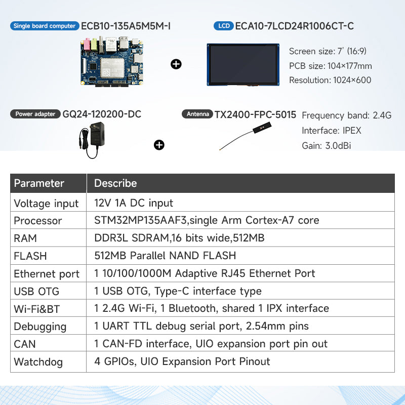 Ebyte ECB10-135A5M5M-I MPU 650MHz 512MB parallel NAND FLASH Single-core Cortex-A7 Industrial-grade devices single-board computer