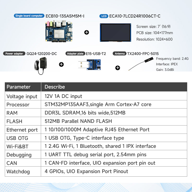 Ebyte ECB10-135A5M5M-I MPU 650MHz 512MB parallel NAND FLASH Single-core Cortex-A7 Industrial-grade devices single-board computer