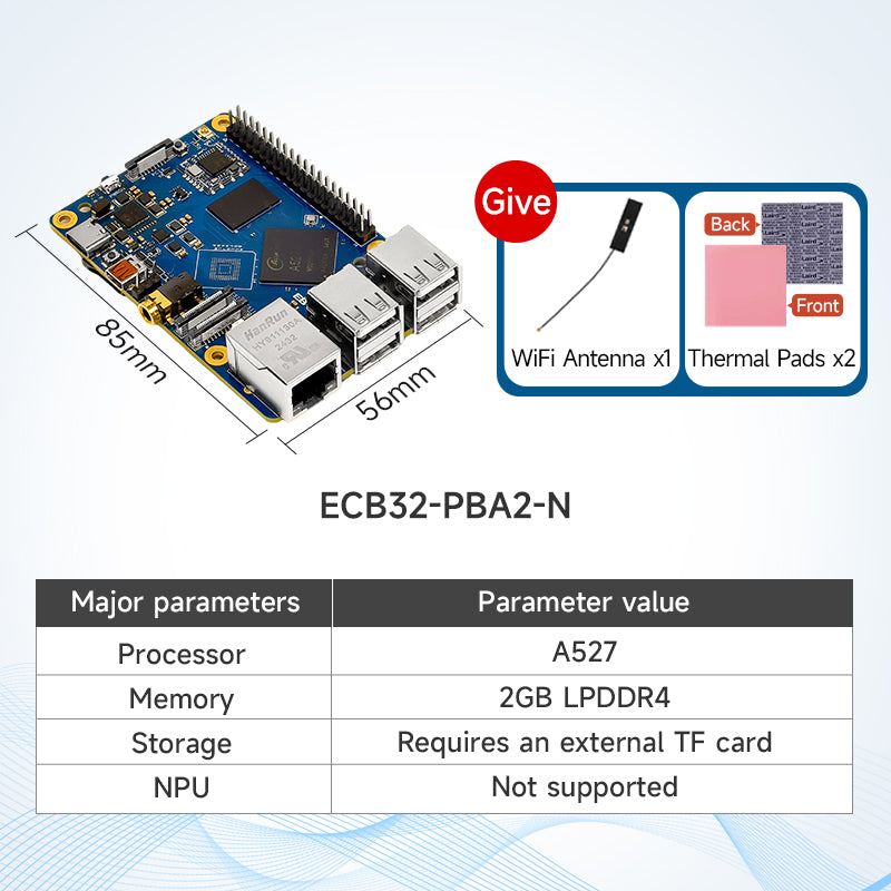 Ebyte ECB32 Series Industrial Grade Allwinner T527 A527 Single-board Computer 2GB/4GB LPDDR4 Linux ARM Compatible with Raspberry Pi Cost-effective ARM embedded system