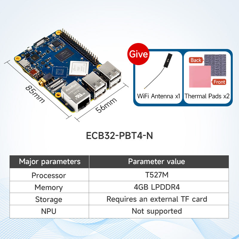 Ebyte ECB32 Series Industrial Grade Allwinner T527 A527 Single-board Computer 2GB/4GB LPDDR4 Linux ARM Compatible with Raspberry Pi Cost-effective ARM embedded system
