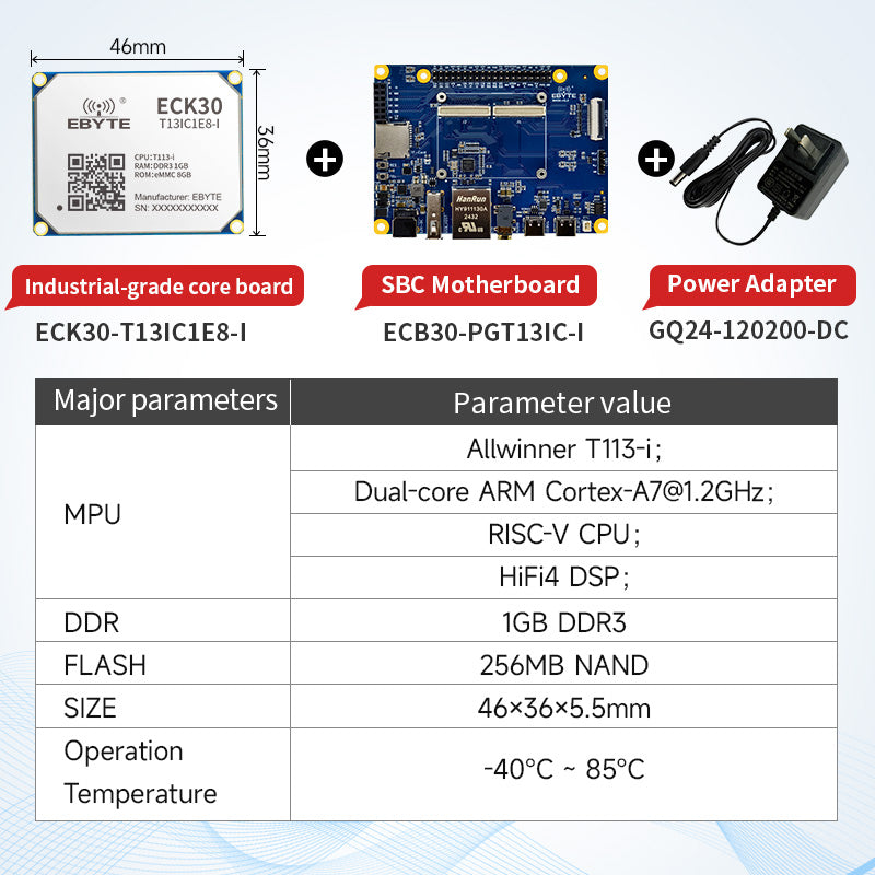 Ebyte ECK30 Series Dual-core ARM Embedded Linux 1.2GHz T113-i High Cost Performance Industrial-grade Embedded Core Board Single-Board Computer