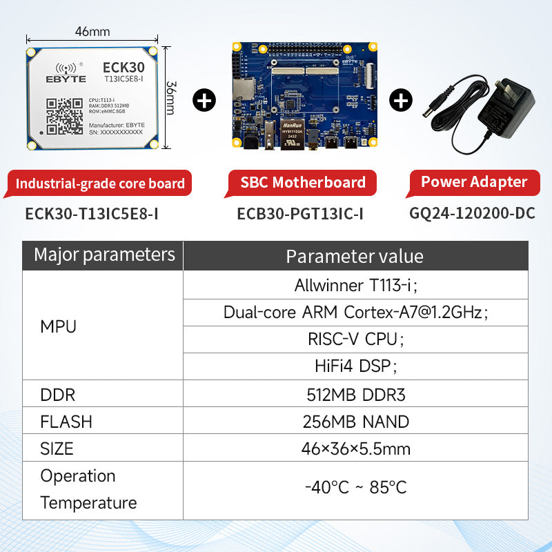 Ebyte ECK30 Series Dual-core ARM Embedded Linux 1.2GHz T113-i High Cost Performance Industrial-grade Embedded Core Board Single-Board Computer