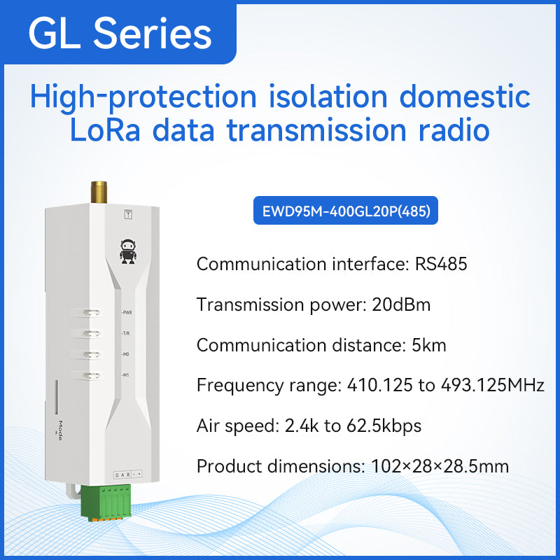 Ebyte EWD95M Series Micro DIN-rail DTU Anti-interference R485/RS232 30dBm 433MHz Lora Micro Wireless Data Transmission Radio