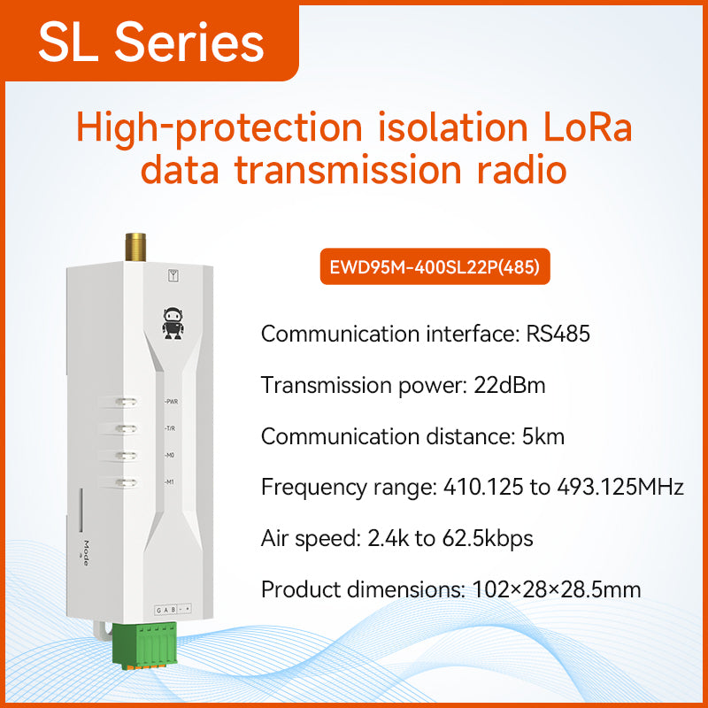 Ebyte EWD95M Series Micro DIN-rail DTU Anti-interference R485/RS232 30dBm 433MHz Lora Micro Wireless Data Transmission Radio