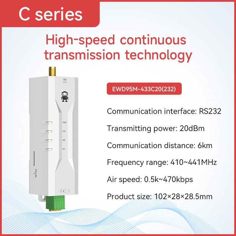 Ebyte EWD95M C series R485/RS232 6km High-speed Continuous Data Transmission Radio Micro DlN-rail DTU Wireless Data Radio LORA 433MHz