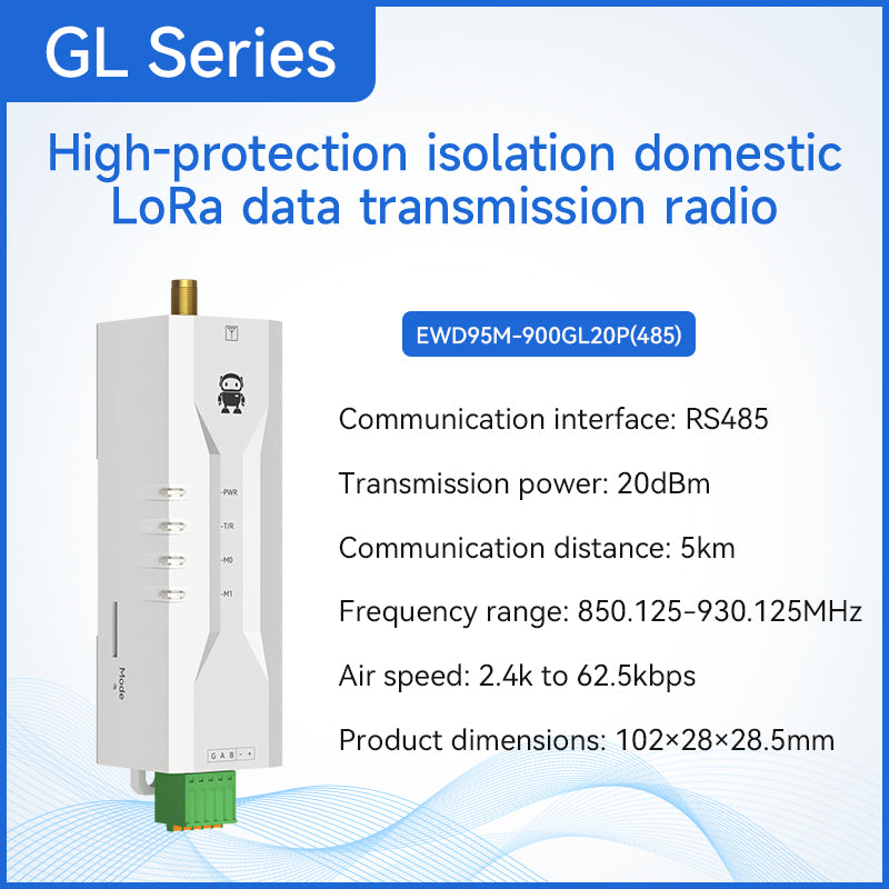 Ebyte EWD95M Series Micro DIN-rail DTU Anti-interference R485/RS232 30dBm 433MHz Lora Micro Wireless Data Transmission Radio