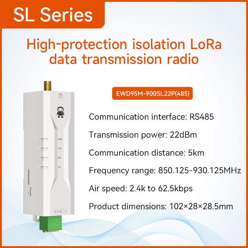 Ebyte EWD95M Series Micro DIN-rail DTU Anti-interference R485/RS232 30dBm 433MHz Lora Micro Wireless Data Transmission Radio