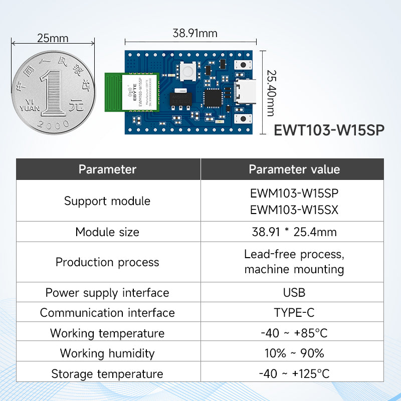 Ebyte EWM103-W15SX/W15SP 20dBm High Cost Performance MINI Size 2.4GHz BLE5.1 WiFi+BLE Dual Mode Wireless Module WiFi Module test Kit