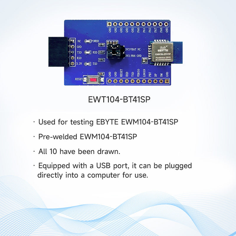 Ebyte EWM104 series BLE5.4 Serial Port to Dual-mode BLE Wireless Slave Module Ble Module Development Board UART 2.4GHz at Commands Serial Port Configuration