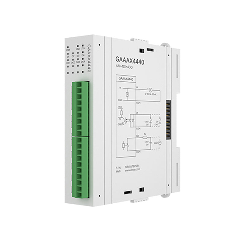 4DI+4AI+4DO Verteiltes Remote-IO-Erweiterungsmodul Analogschaltererfassung CDEBYTE GAAAX4440 Schnelle Erweiterung RJ45 RS485 Modbus 