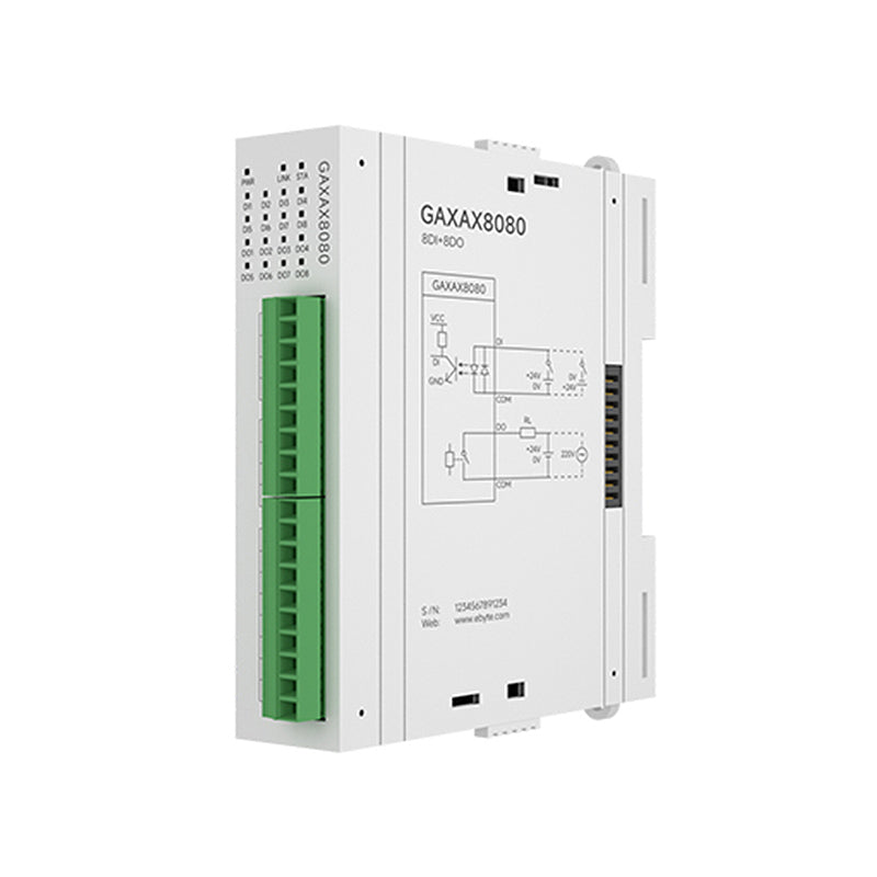 8DI+8DO Analog Switch Acquisition RJ45 RS485 CDEBYTE GAXAX8080 Distributed Remote IO Expansion Module Modbus Rapid Debugging