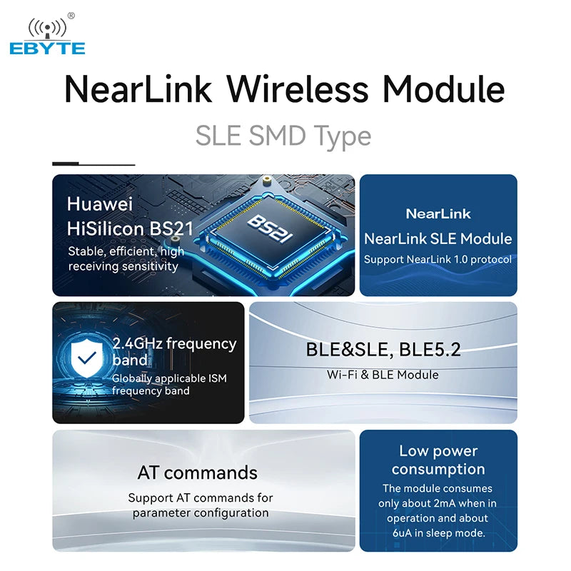 Ebyte E105-BS21 UART Wireless Transmission Nearlink SLE Module 2.4GHz SLE1.0 protocol BLE5.2 Bluetooth Star Flash module