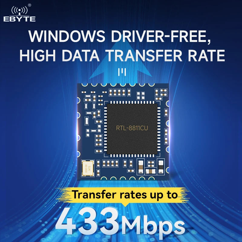 Ebyte E103-RTL8811CU USB 2.0 interface RTL8811CU-CU-CG chip Wireless Transmission 2.4GHz + 5.8GHz Low-cost Dual-band WiFi module