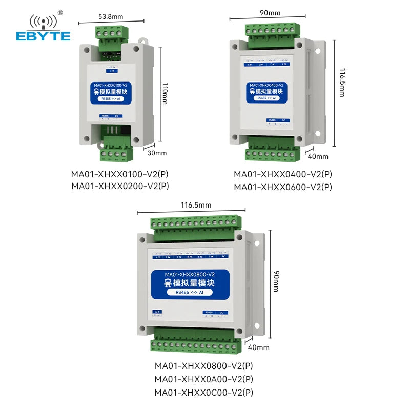 Ebyte MA01 Serial Port IO Network Module Analog signal Acquisition and Control Remote I/O Module RS485 MODBUS RTU Protocol