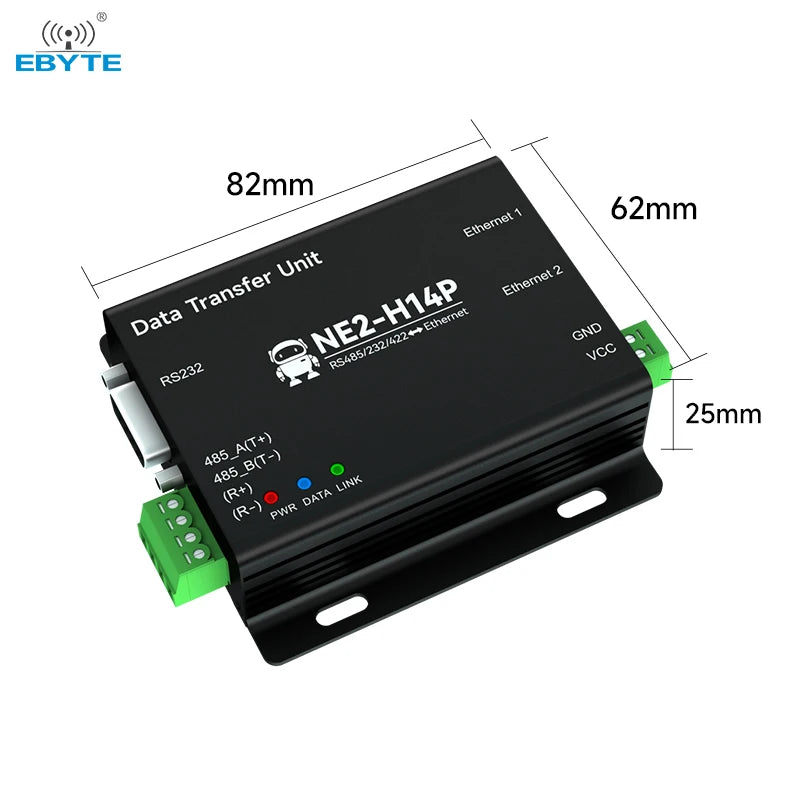 Ebyte NE2-H14P RS485/232/422 TCP/UDP MQTT HTTP IPv4 DHCP DNS IoT Gateway Mode ModBus Gateways Serial to Ethernet Serial Server