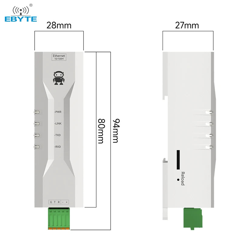 EBYTE NE2-D12 Small size RS232 to Ethernet RJ45 transparent transmission serial server industrial grade ModBus gateway RTU