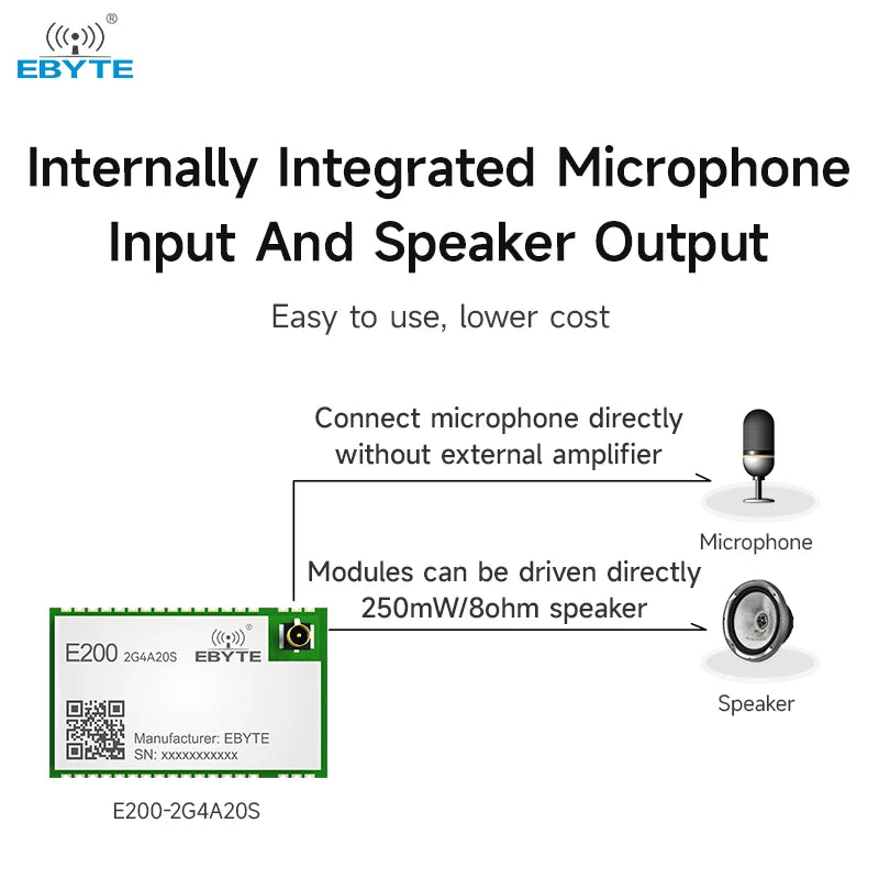 Ebyte E200-2G4A20S wireless audio module low power consumption 2.4G serial port integrated transceiver two-way transmission