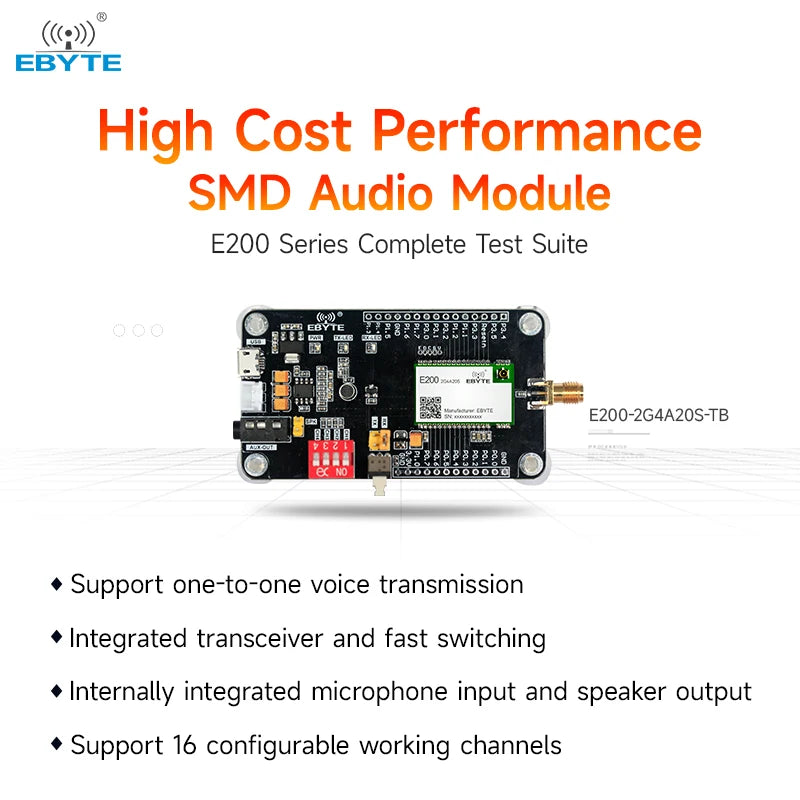 E200-2G4A20S-TB long-distance real-time voice communication wireless audio transmission module development board USB interface