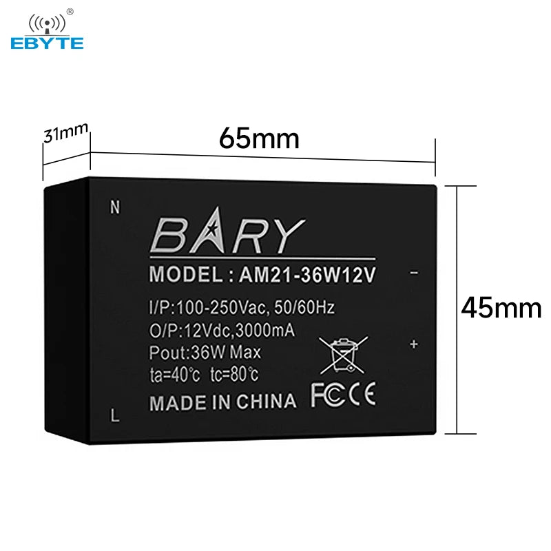 Ebyte AM21-36W12V Ultra small volume Short circuit protection Ultra low power consumption AC-DC step-down power module