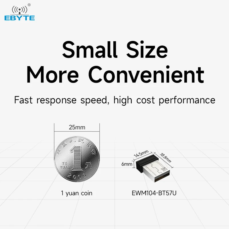 $0.1 Buy 2 ( All models Limit 2)! Ebyte EWM104-BT57U Virtual serial port module 2.4GHz data transmission master-slave BLE5.2 USB to Bluetooth adapter