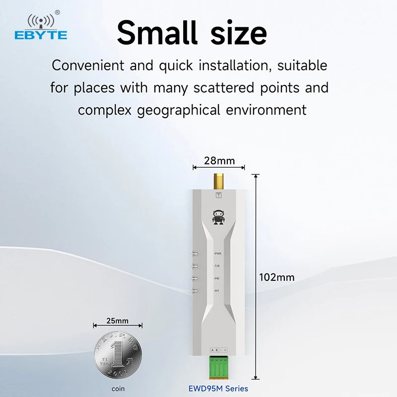Ebyte EWD95M Series Micro DIN-rail DTU Anti-interference R485/RS232 30dBm 433MHz Lora Micro Wireless Data Transmission Radio