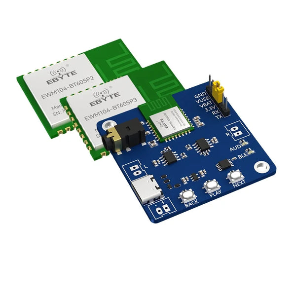 0.1$ Free Sample(Limit 2 pcs per person of all sample models) Ebyte EWM104 Series BLE Audiodata Transmission Module 2.4GHz UART Ble5.2 BR/EDR Stereo Dual-mode BLE Slave Module Test Suite