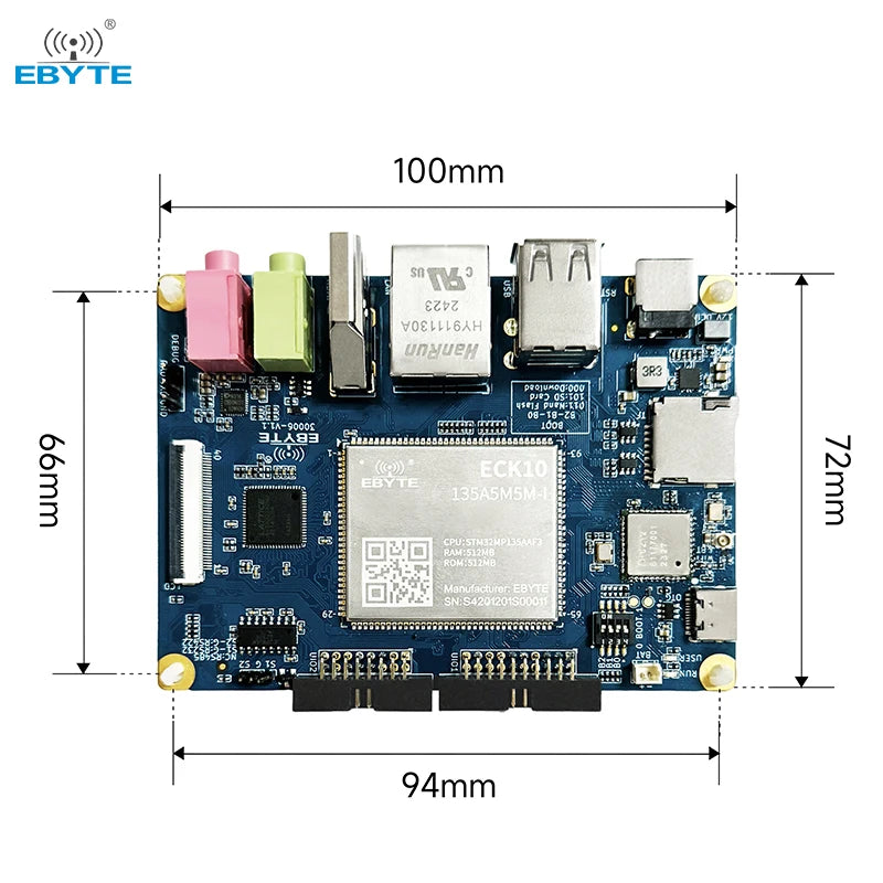 Ebyte ECB10-135A5M5M-I MPU 650MHz 512MB parallel NAND FLASH Single-core Cortex-A7 Industrial-grade devices single-board computer