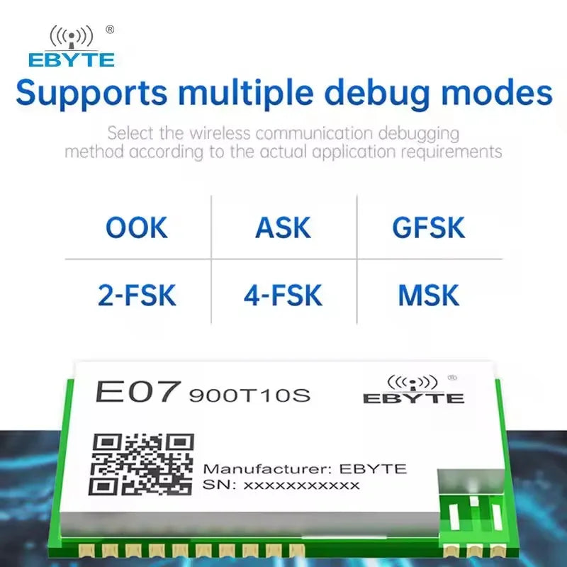 $0.00 Buy Ebyte E07-900T10S TI Price CC1101 rf chip Small size 10dBm Low power consumption 868MHz 915MHz SoC SMD wireless serial port module