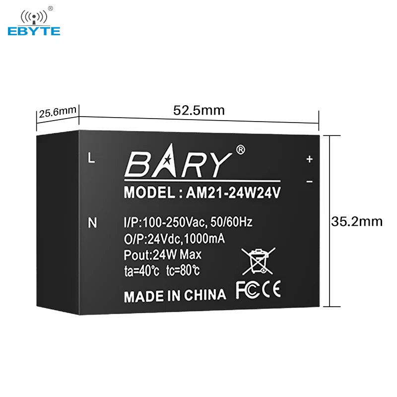 Ebyte AM21-24W24V Ultra small volume Short circuit protection Ultra low power consumption AC-DC step-down power module