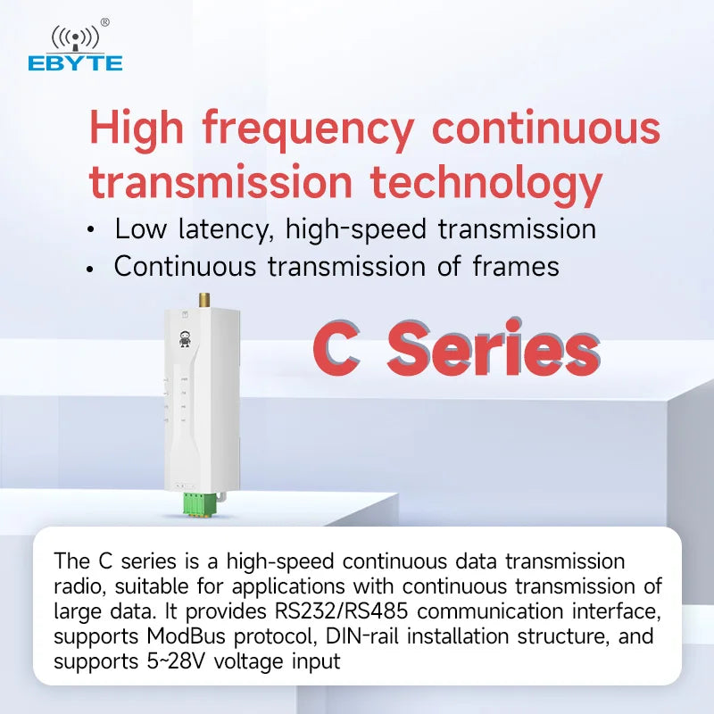 Ebyte EWD95M C series R485/RS232 6km High-speed Continuous Data Transmission Radio Micro DlN-rail DTU Wireless Data Radio LORA 433MHz