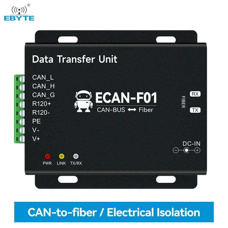 Ebyte OEM ODM ECAN-F01 CAN 2.0 to fiber converter Optical transceiver CAN-BUS to optical cat two-way transmission device